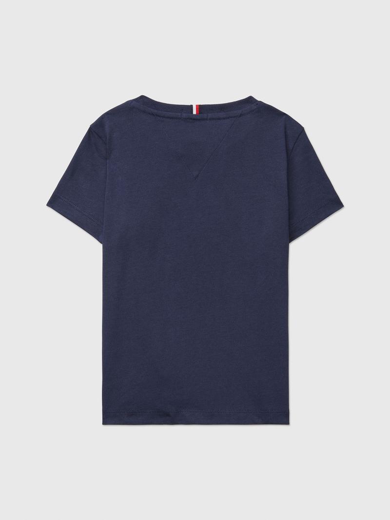 Lány Tommy Hilfiger Flag Logo Tape Póló Sötétkék | HU 1930GSO